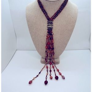 6’ Choker Style with long Glass Bead Strands Glass Gold and Tangerine Variety